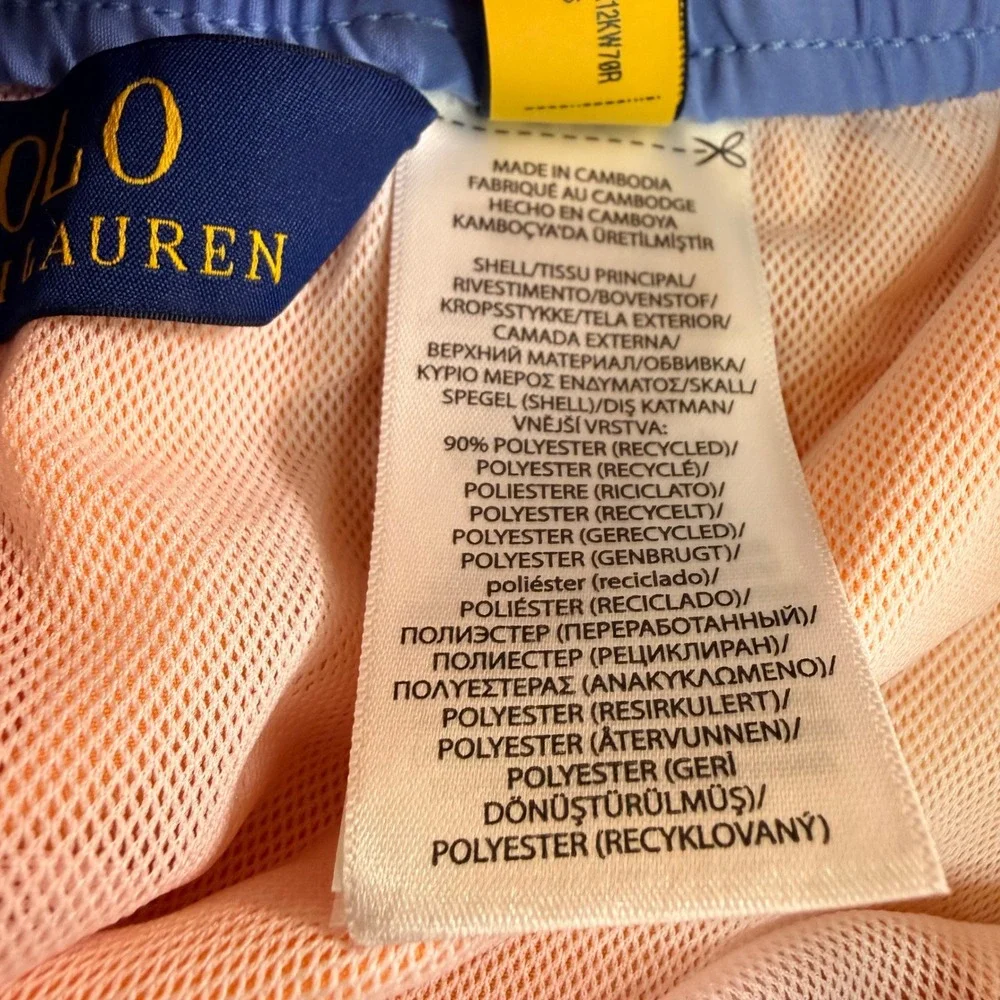 Polo Ralph Lauren Swim Trunks Men XLT Orange Blue Pony Stretch Board Shorts Prep